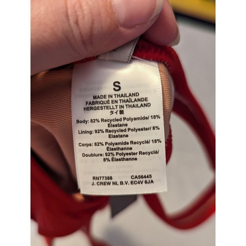 J. Crew Size S Heritage Scoopneck Bikini Top Red Hook Fasten Lined BX611 (879) - Picture 4 of 10